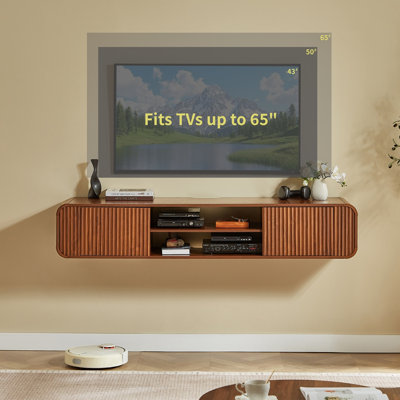 Meuble télé mural de 63 pouces avec rangement ouvert