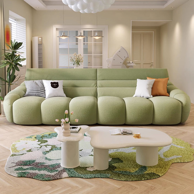 Coussin modulaire en polyester vert, 36.61" H x 119.69" W x 38.58" D, Green