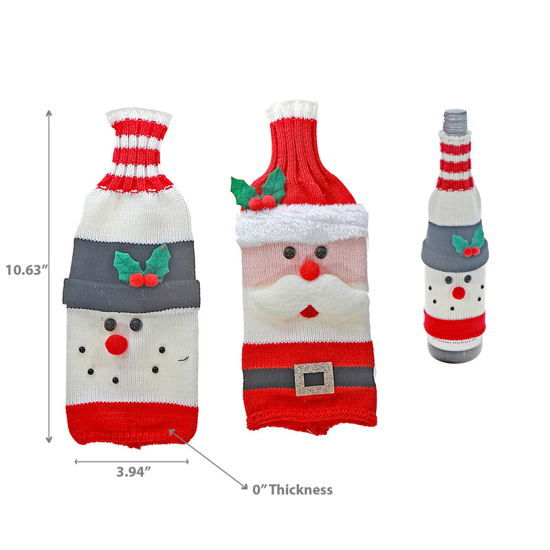 Couvercle de bouteille de vin en tricot (figurines des Fêtes) (ensemble) - ensemble de 2