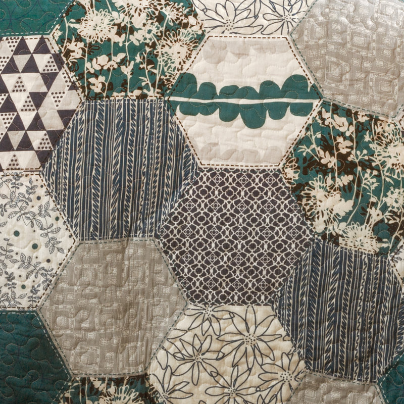 Briley Cotton Reversible 3 Piece Quilt Set, Queen Quilt + 2 Standard Shams, Turquoise