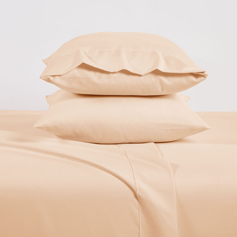 Luxury Home 1000 Thread Count Standard Cotton Sheet Set, Twin Sheet Set with 1 Pillowcase, Blush