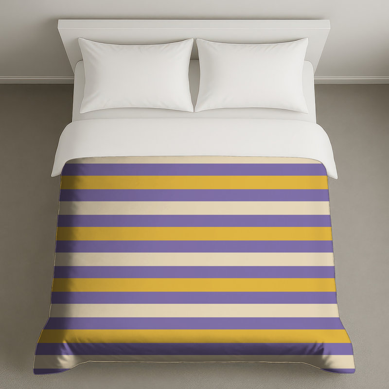 Housses de couette mauves à rayures jaunes, Twin