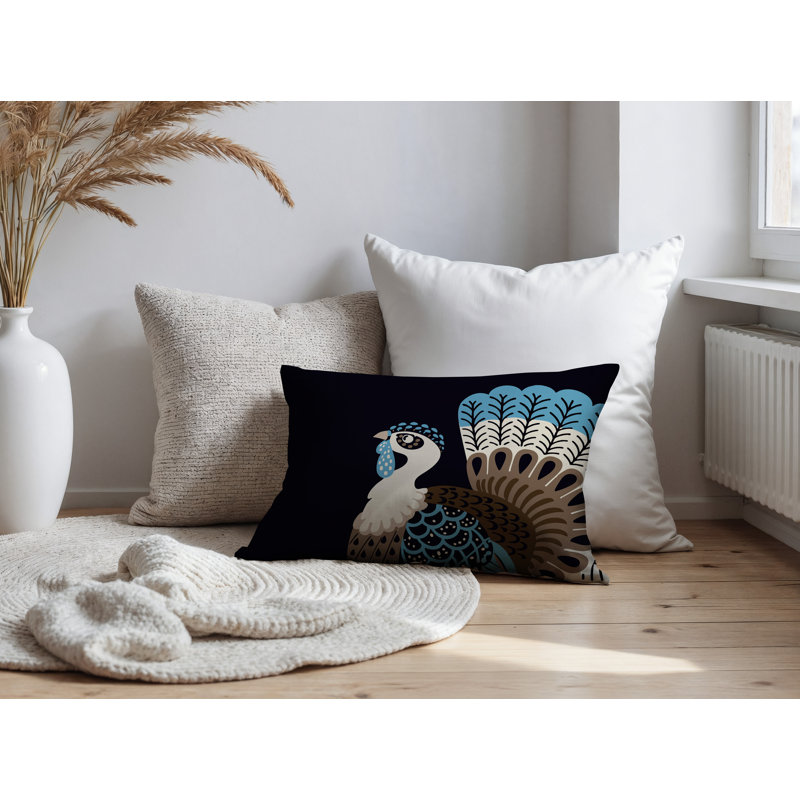 Oreiller rectangulaire réversible intérieur / extérieur Adini, Turquoise, Rectangle H 14 po x l 20 po