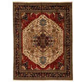 Hand Knotted Wool Area Rug in Ivory And Blue