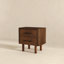 Table de chevet Mid-Century moderne en noyer avec 2 tiroirs