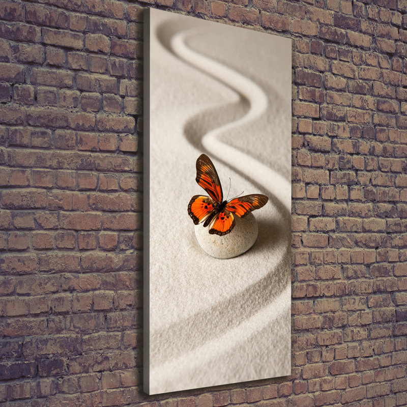Zen Stone And Butterfly - Wrapped Canvas Print