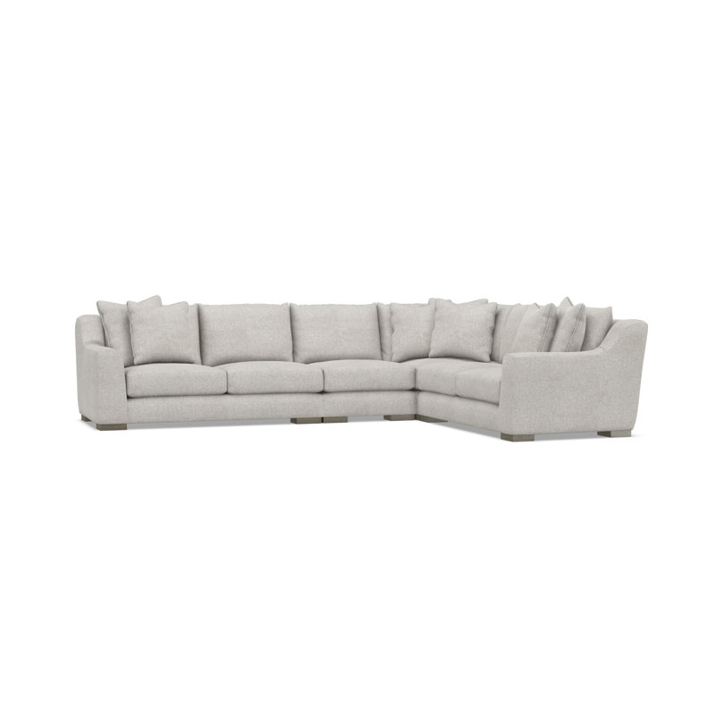 Bernhardt Gabi 4-Piece Fabric Sectional, Light Gray Polyester, 35" H x  140" W x 110" D, Right Hand Facing