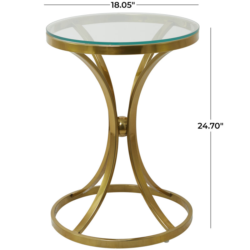 Wadad Stainless Steel Top End Table, Gold