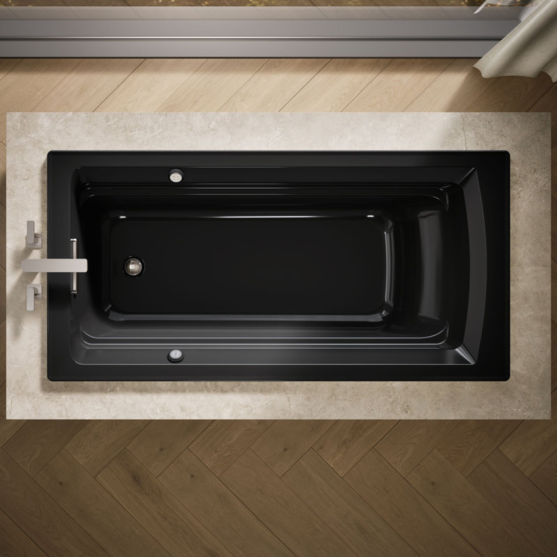 Archer 72" x 36" Drop-In Heated Bubble Massage Air Bath with Bask Heated Surface, Black