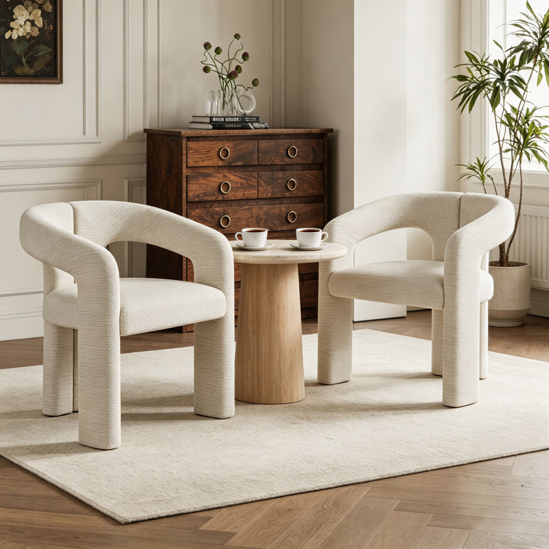 Ensemble de 2 fauteuils carrés rembourrés de 25,5 po de large avec dossier incurvé