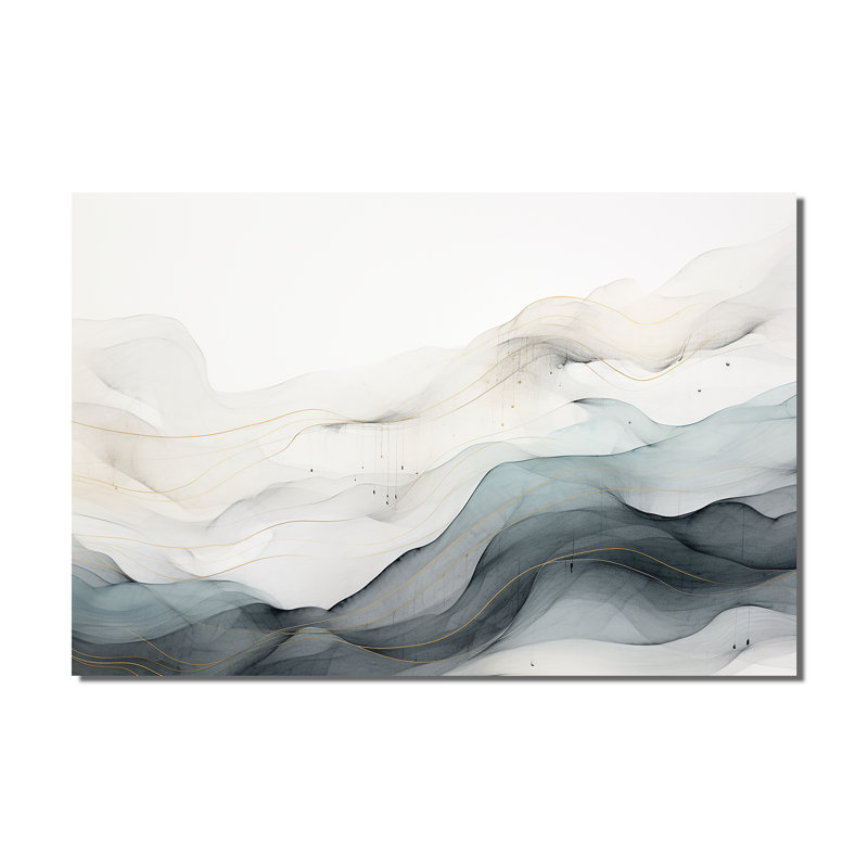 Bleu gris, dessin au trait abstrait conceptuel II - Art mural