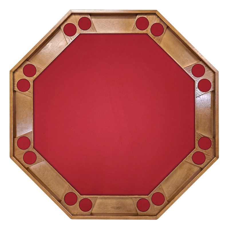 Table de poker 57 po, Bois fruitier / noyer, Feutre bourgogne