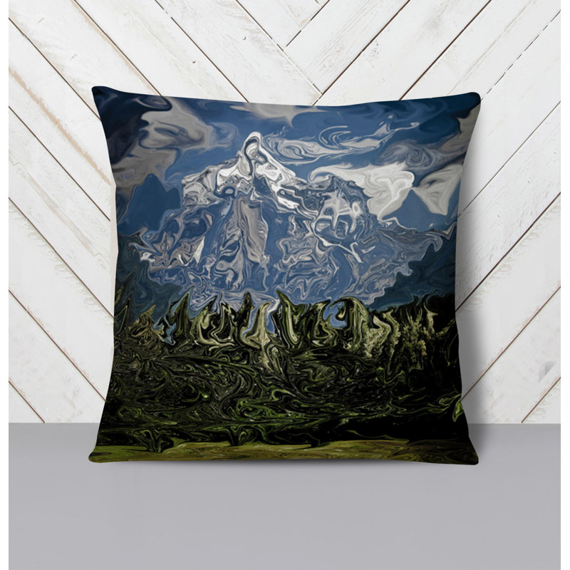 Throw Pillow With Insert, Blue/Green 7, 16"H x 16"W