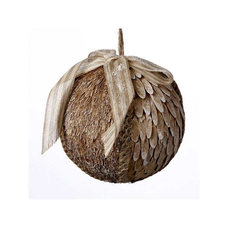 Ornement boule à billes ruban, H 5 po x l 5 po x P 5 po