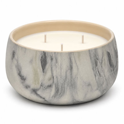 Wolfie 24 oz. 3-Wick Floral Scented Ceramic Candle, Gray Marble