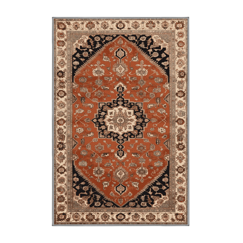 Tapis brun lavable à la machine, Rectangle 7 pi x 9 pi