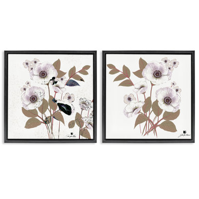 Ensemble de cadres flottants 2 pièces Close Prayers White Flowers, design par Joan Davis