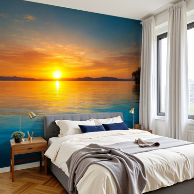 Papier peint adhésif mural auto-adhésif H 100 po x l 144 po Peel and Stick Sunset