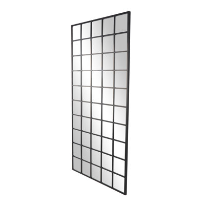 Metal Window Pane Inspired Room Black Floor Mirror