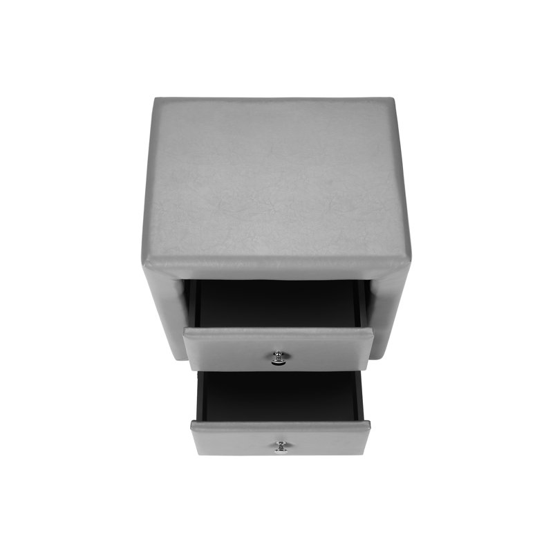 Table de chevet rembourrée avec abat-jour gris