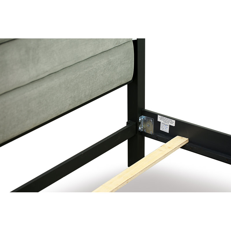 Denali Modern Queen Bed - Adjustable LED Lighting Headboard and Adjustable Wooden Slats Queen Size Bed - Brushed Gray Finish