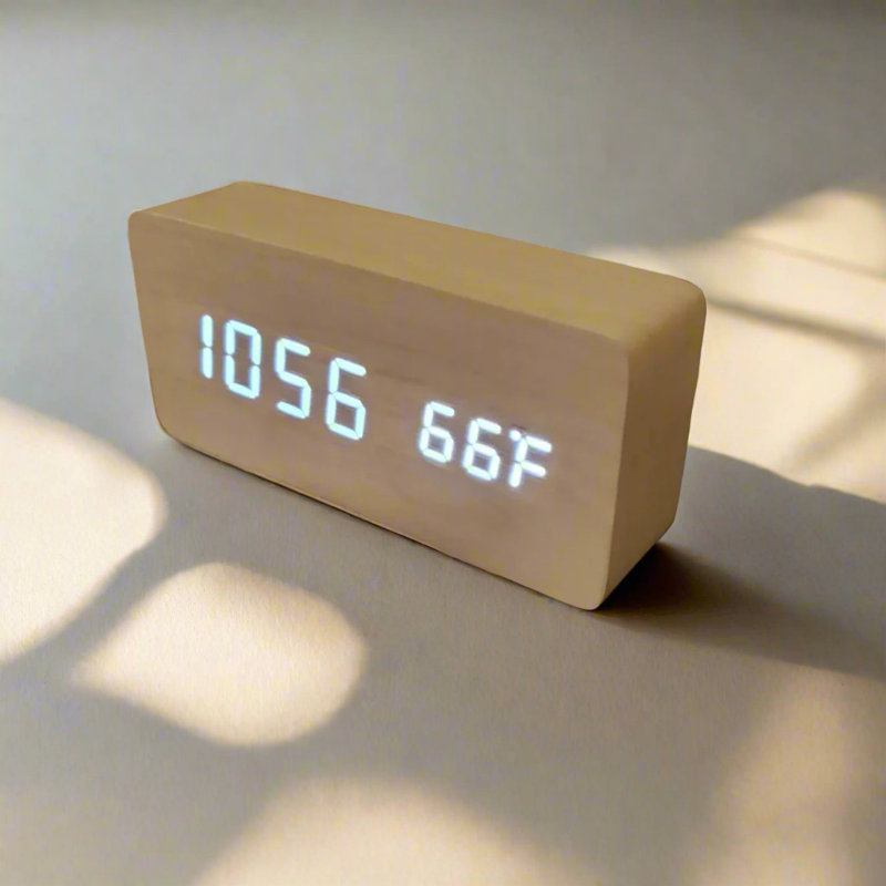 Sleek Digital Alarm Clock, White