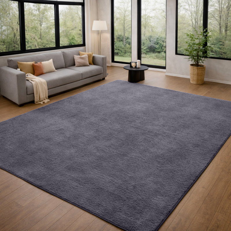 Solid Color Machine Tufted Pashmina Area Rug., Grey, Rectangle 120 x 170 cm