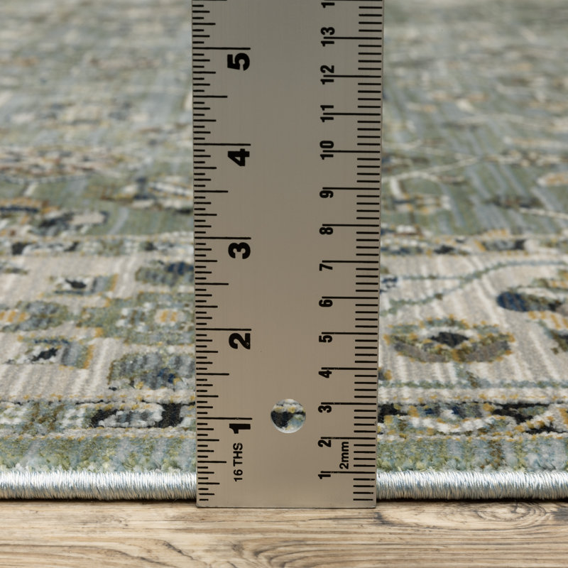 Eldyn Floral Oriental Blue/ Green Area Rug, Rectangle 3'3" x 5'