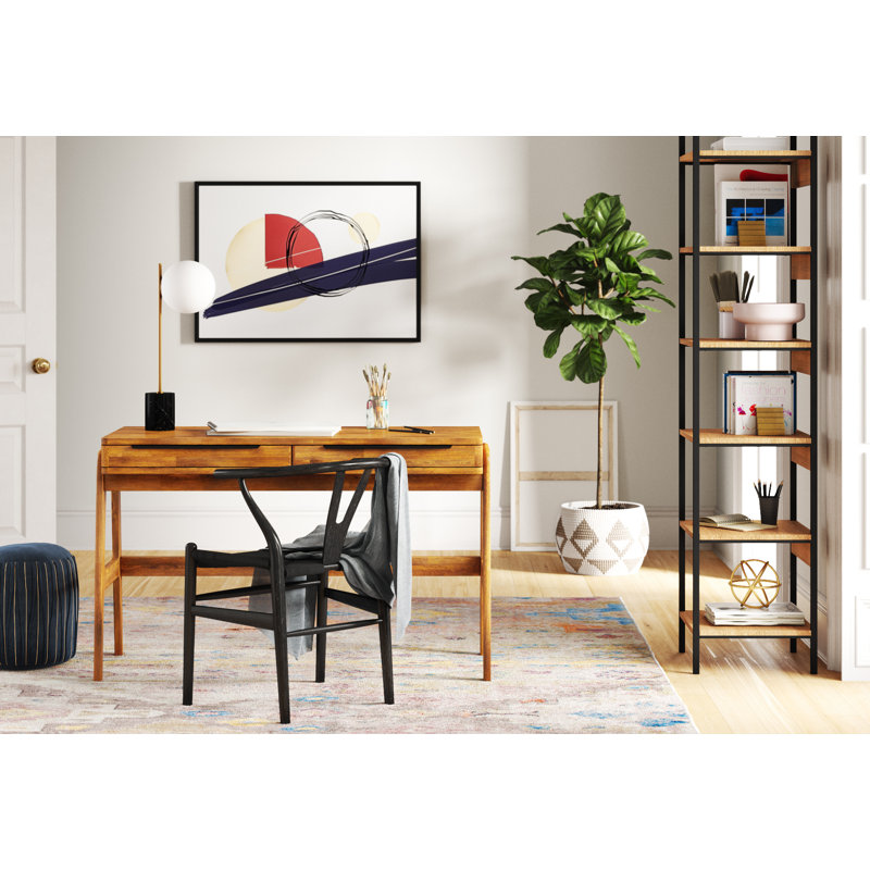 Ayisha Upholstered Pouf, Blue/Yellow