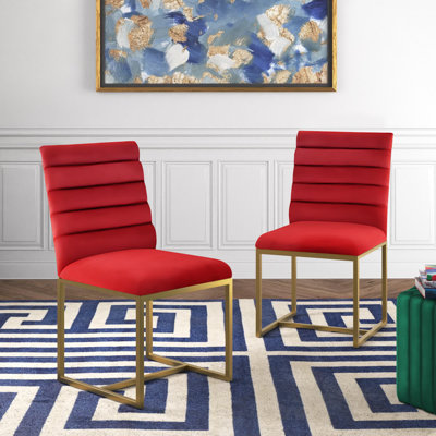 Christiana Velvet Upholstered Steel Dining Chair by Etta Avenue