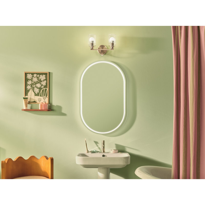 Éclairage pour salle de bain 2 lumières 14,25 po avec verre, Clair, Bronze