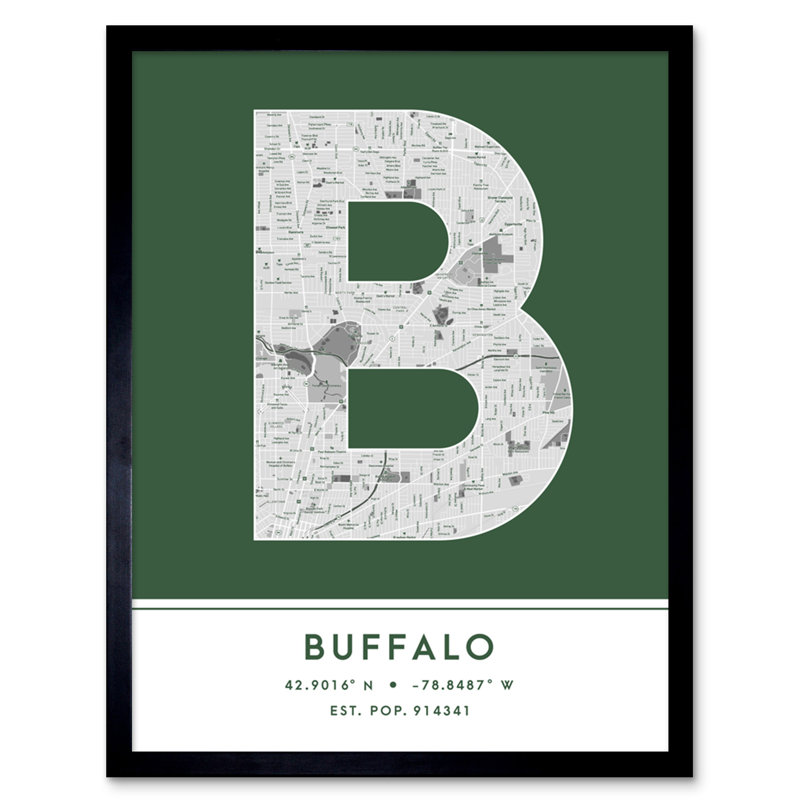 Buffalo City Map Buffalo New York United States City Map - Single Picture Frame Typography