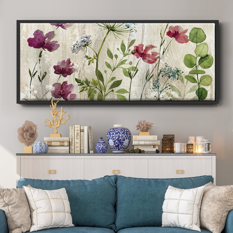 Meadow Flowers I- Framed Canvas, 20" H x 50" W