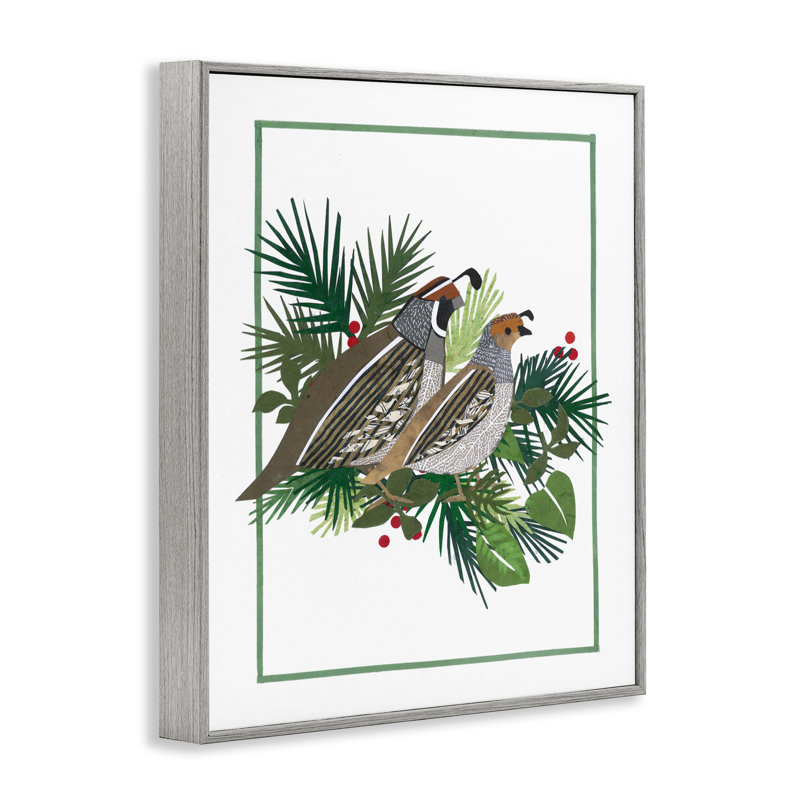 Giclée de Noël caille et sapin de Noël, design par Nancy Overton, Estampe numérique Farmhouse, H 20 po x l 16 po