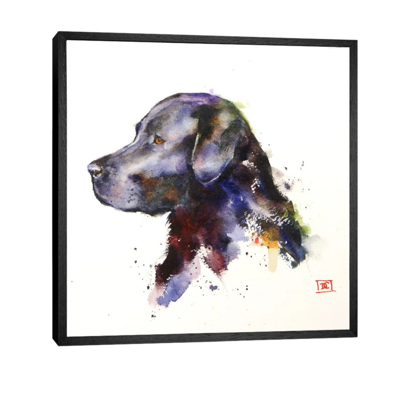 Dog by Dean Crouser - Painting on Canvas, 45.72 cm H x 45.72 cm W, Black Framed