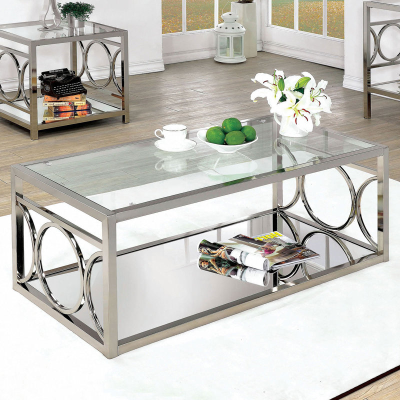 Table basse contemporaine 46,6 ", chrome