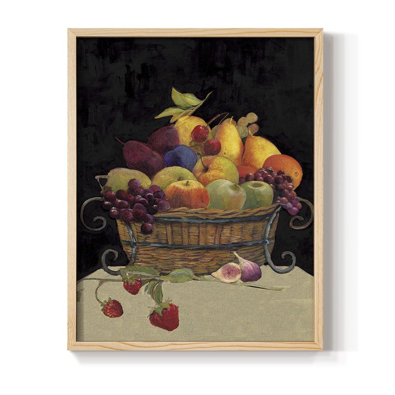 «Fruit Basket I Revisit», reproduction encadrée - bois massif, Naturel, H 21 po x l 17 po