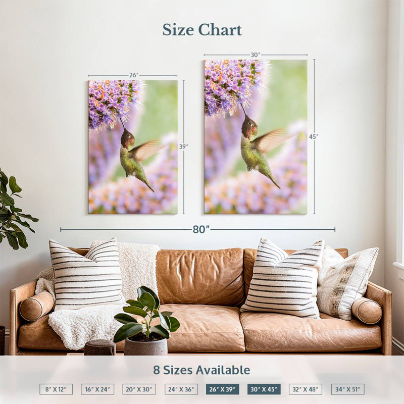 Brampt Feeding Anna Hummingbird, 39" H x 26" W