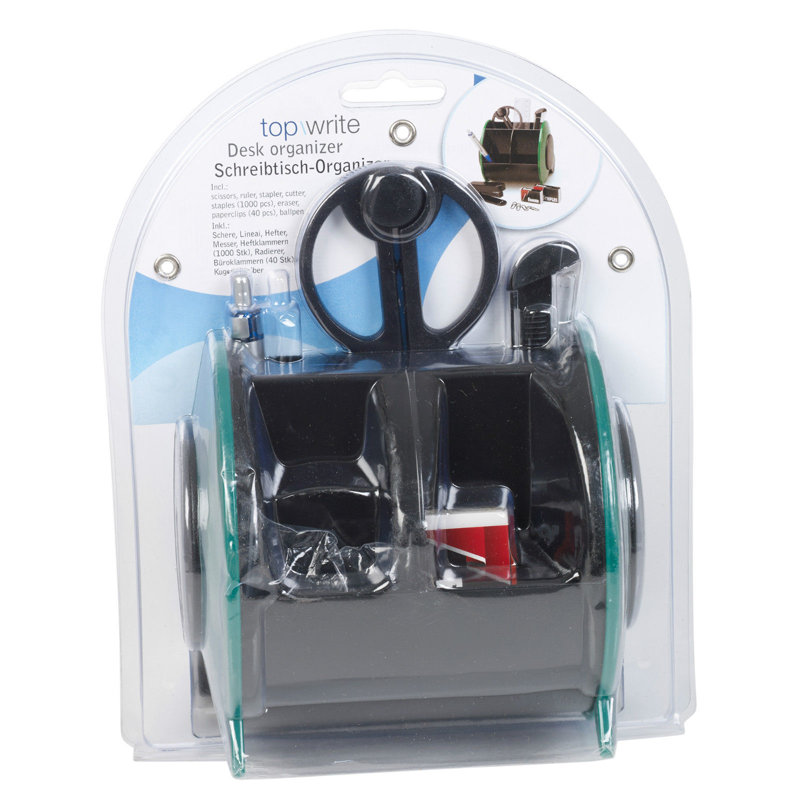 Plastic Desk Organiser Set, Green
