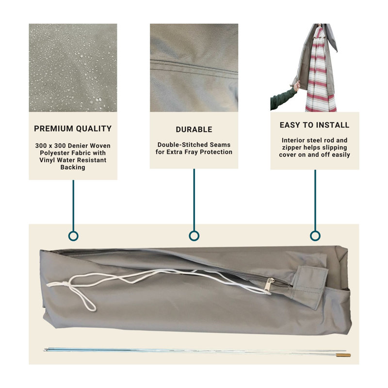 Outdoor Patio Umbrella Cover, Reserve Gray