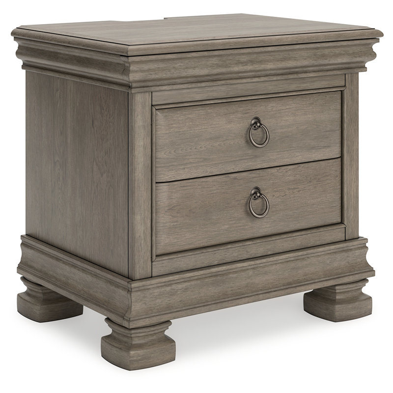 Lexorne Gray Traditional 3-Drawer Nightstand with USB Charging