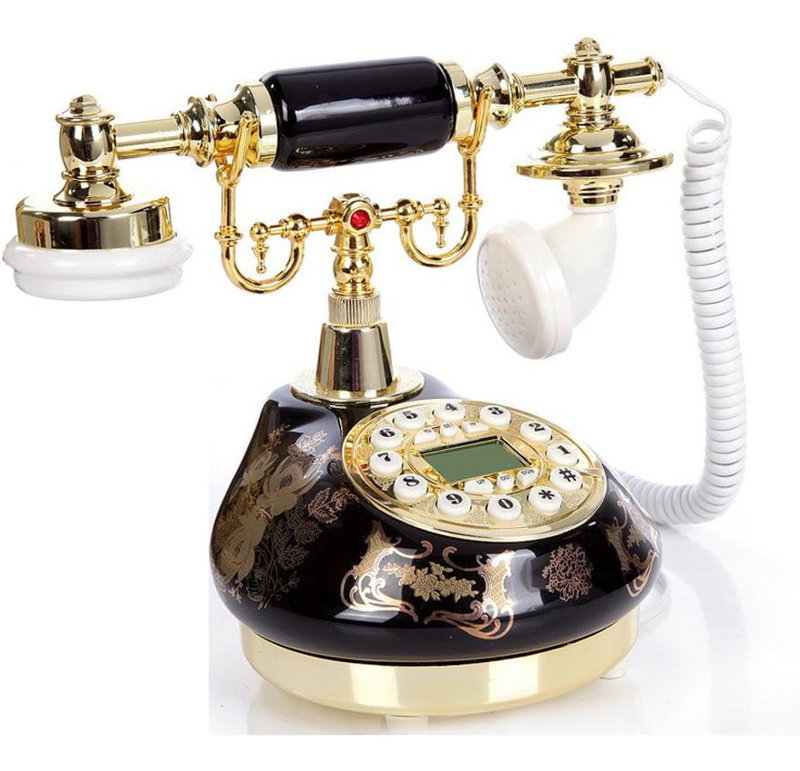 Système de décoration de téléphone câblé pour bureau à domicile, style antique en céramique (noir)