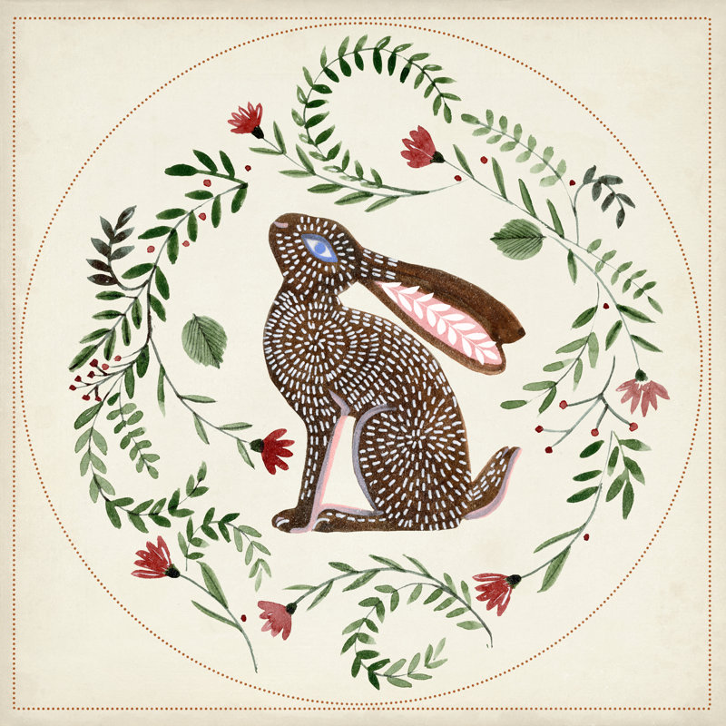 Bunny Folklore III - Wrapped Canvas Print, 30cm H x 30cm W x 3.8cm D