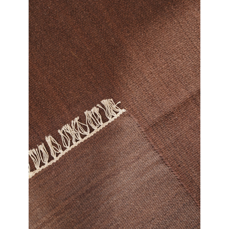 Alithea Hand Woven Flat Weave Kilim Wool Eco-Friendly Area Rugs - Rectangle | Brown Color | Solid Design | Area Rugs for Living room, Bedroom