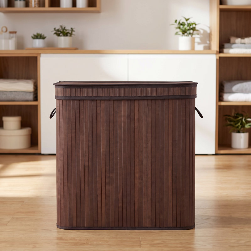 Bamboo Laundry Basket, Brown, 24.4" H x 25" W x 16.7" D
