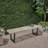 61.75-Inch 3-Seat Soft Gray Acacia Wood Black Metal Outdoor Patio Bench, Rustic Contemporary Style for Garden Use