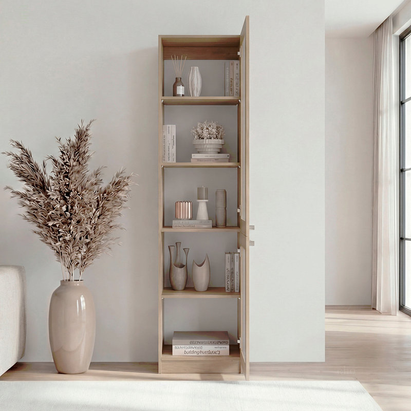 Armoire de rangement moderne avec 5 tablettes et façade en verre