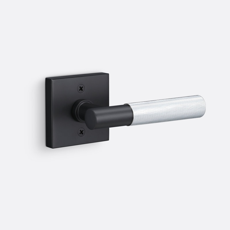 Rosette carrée Aspra, Noir mat / chrome poli