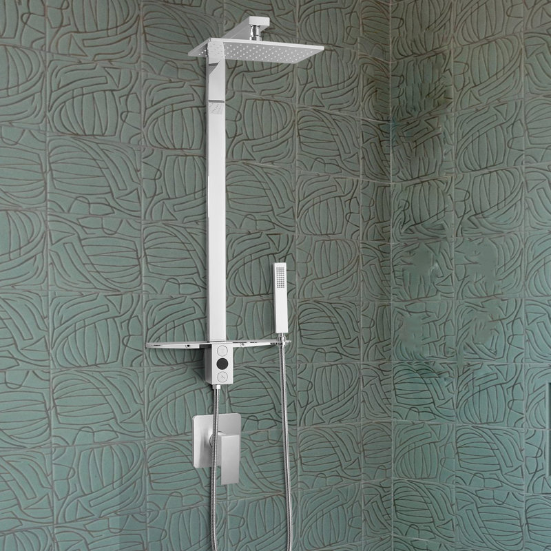 Système de douche à pluie exposé en acier inoxydable H 36 po avec douche à main (valve non incluse), Chrome chrome