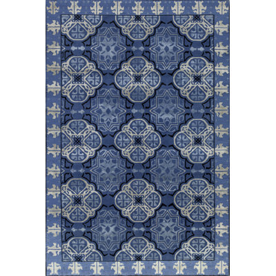Capistrano Geometric Area Rug in Blue/Silver/Ebony